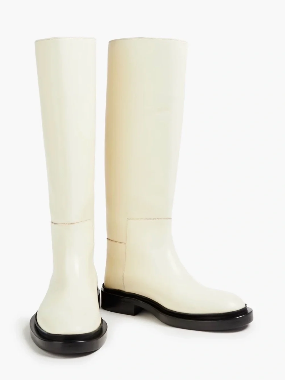 Jil Sander Cream Leather Over-the-Knee Boots